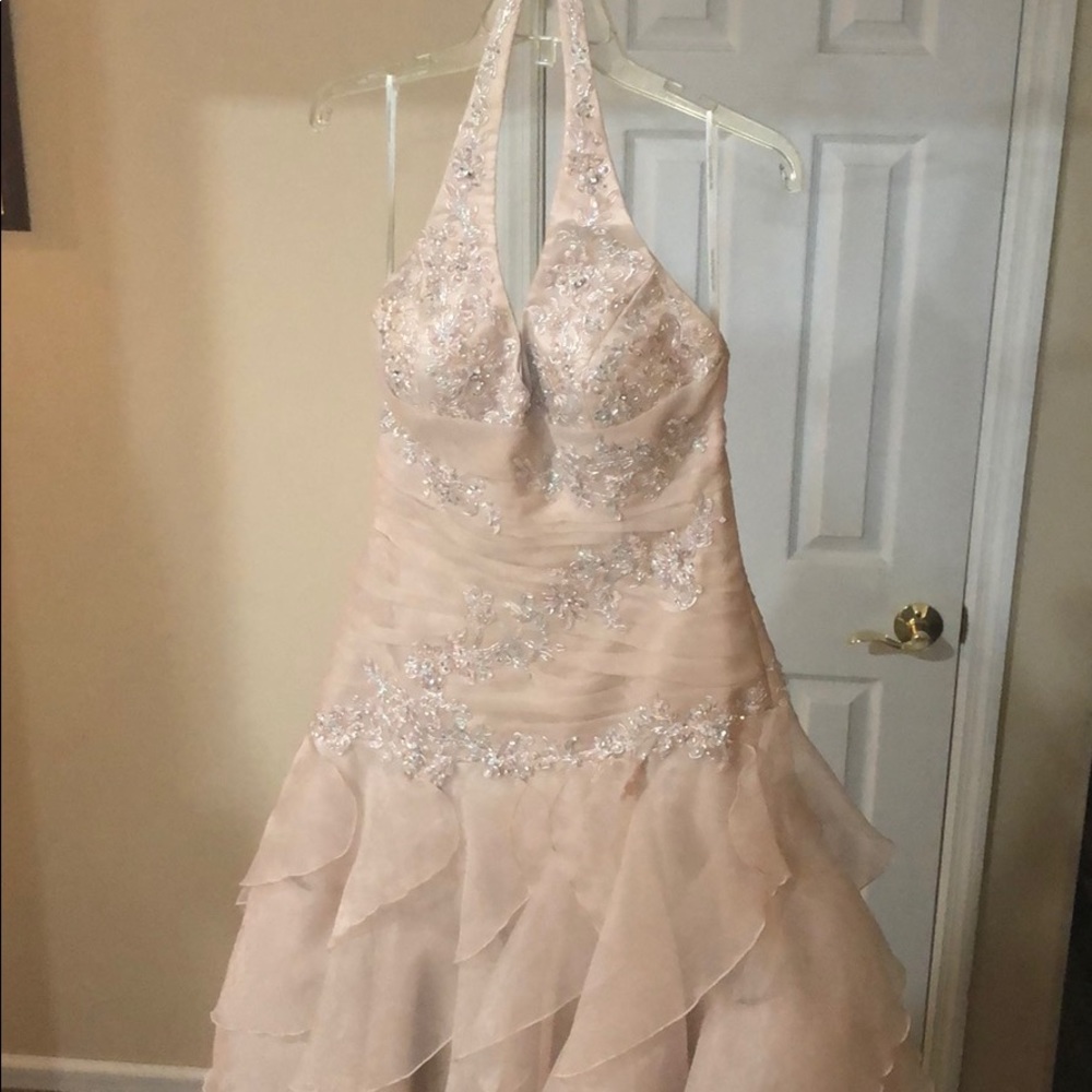 Gorgeous sequined nude/pale pink prom dress
